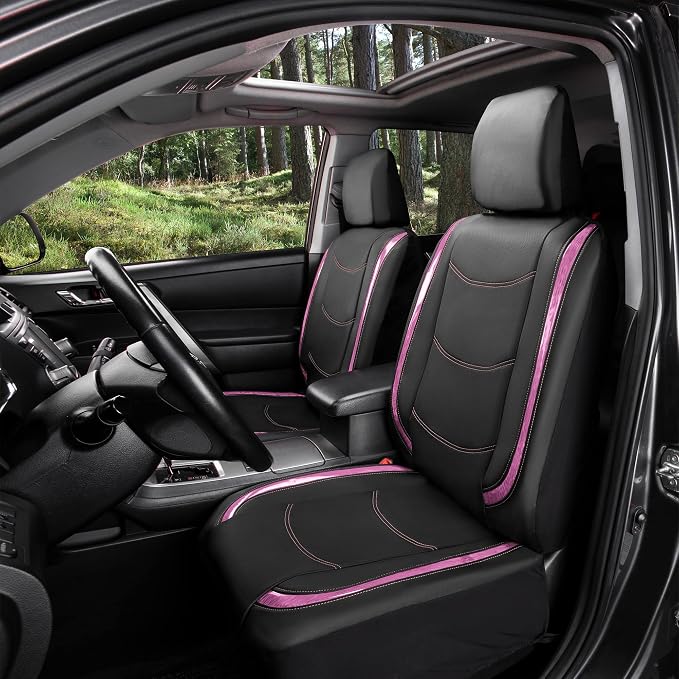 Universal Faux Leather Seat Covers — Full Set — Pink