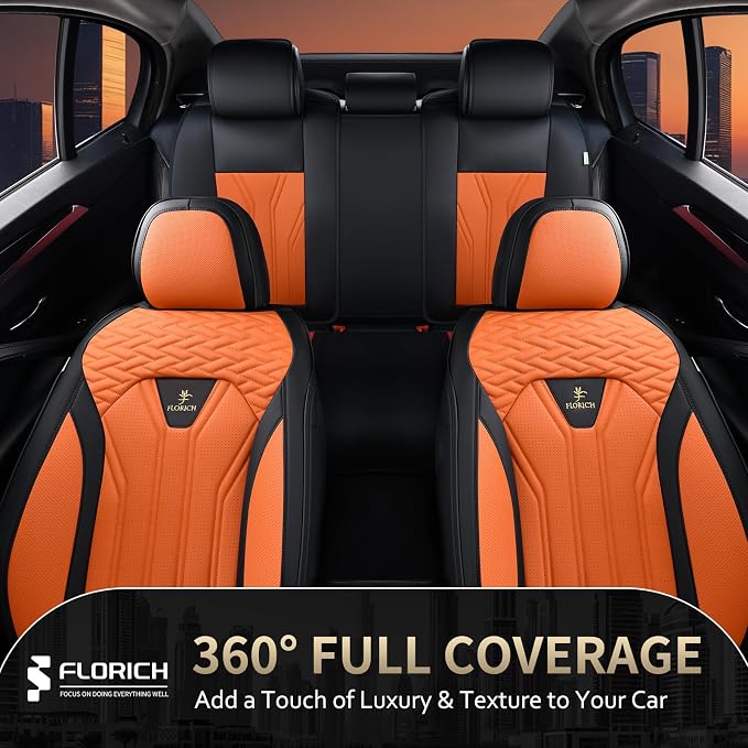 Universal Seat Covers — Full Set — Black / Orange