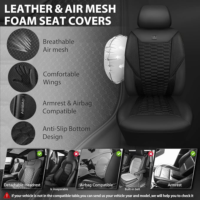 Universal Fabric Seat Covers — Front Seat — Black