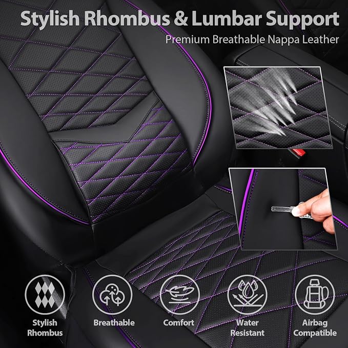 Universal Seat Covers — Front Seat — Black / Purple