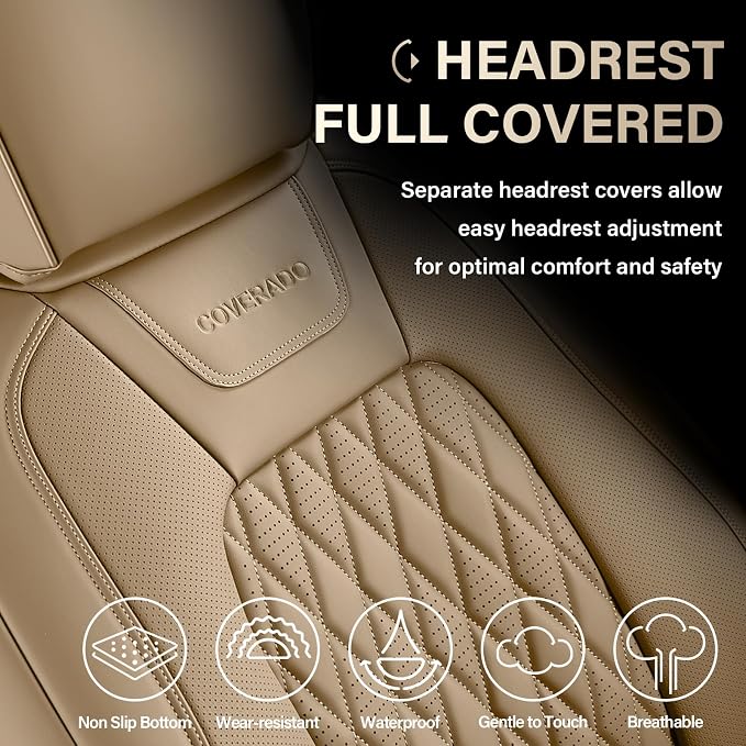 Seat Covers for Multiple Vehicles — Full Set — Beige