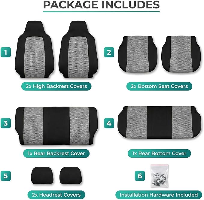 Universal Fabric Seat Covers — Front Seat — Gray