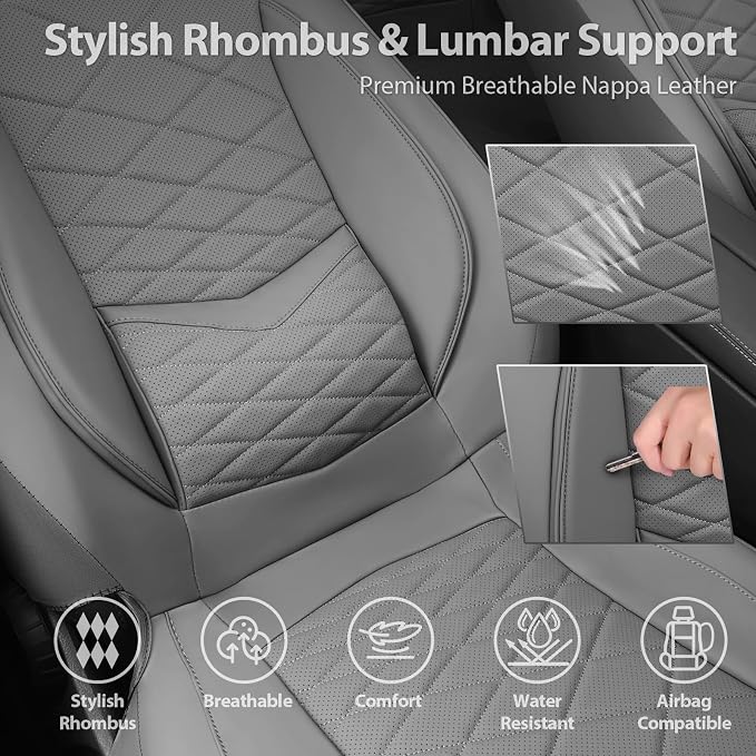 Universal Faux Leather Seat Covers — Full Set — Gray