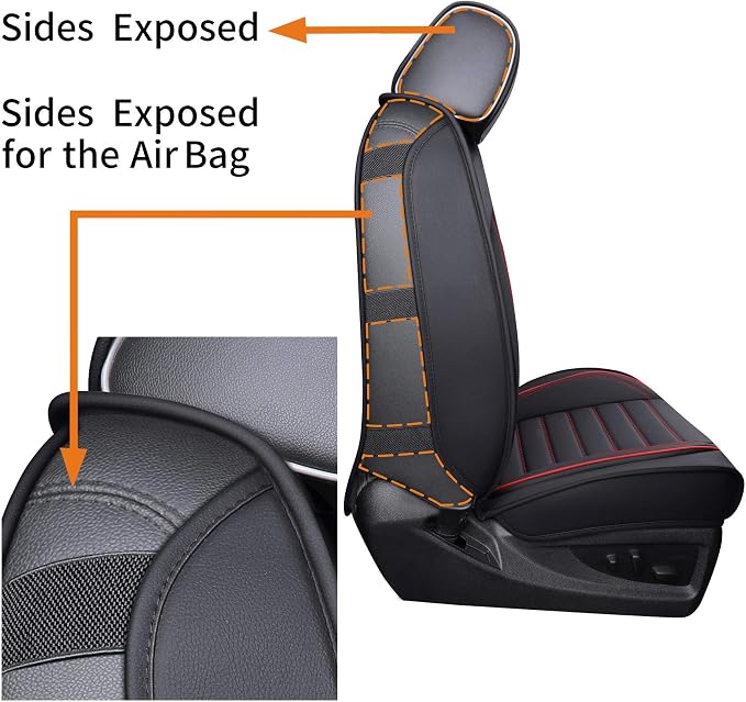 Seat Covers for Chevrolet Silverado / GMC Sierra — Full Set — Black / Red