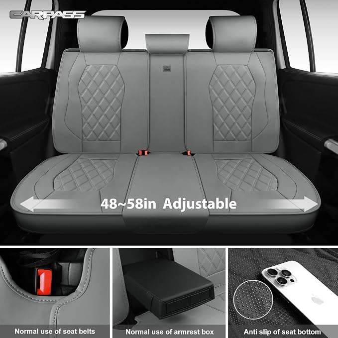 Universal Faux Leather Seat Covers — Full Set — Gray