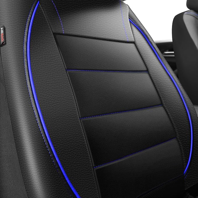 Universal Faux Leather Seat Covers — Front Seat — Black / Blue
