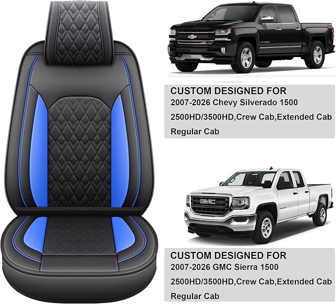 Seat Covers for Chevrolet Silverado / GMC Sierra — Full Set — Black / Blue