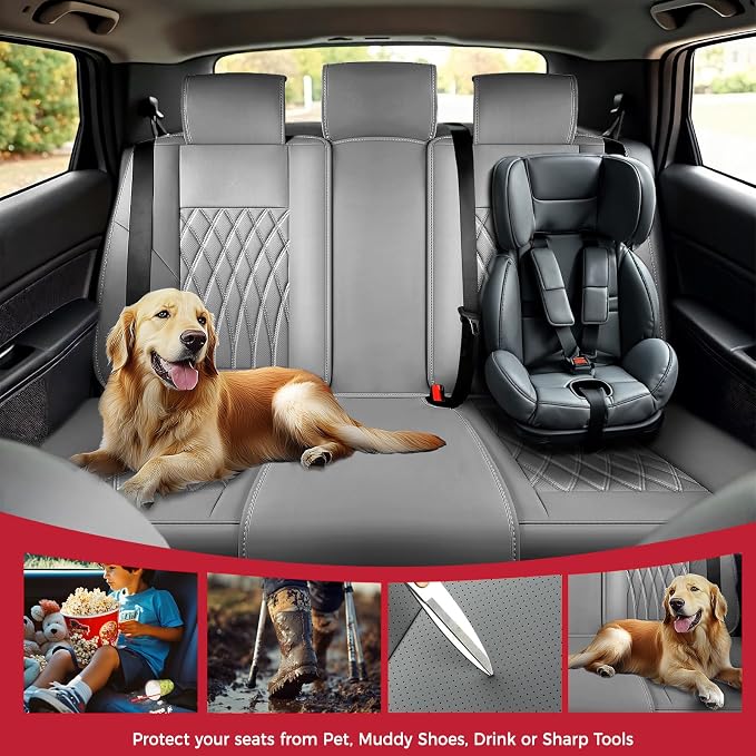 Universal Faux Leather Seat Covers — Full Set — Gray
