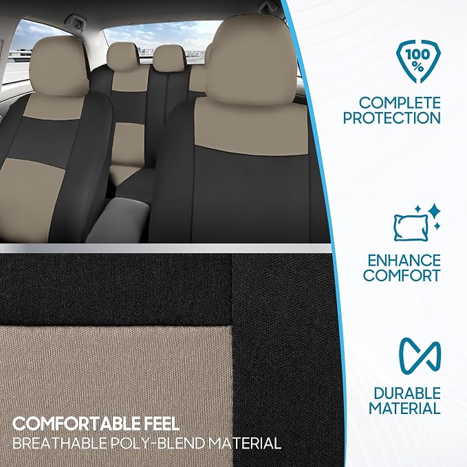 Car Seat Covers — Full Set — Beige / Black