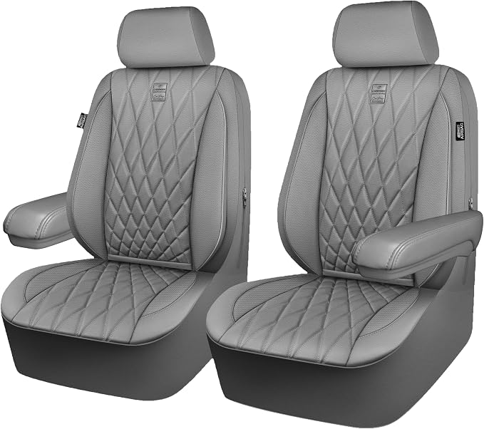 Universal Faux Leather Seat Covers — Front Seat — Gray