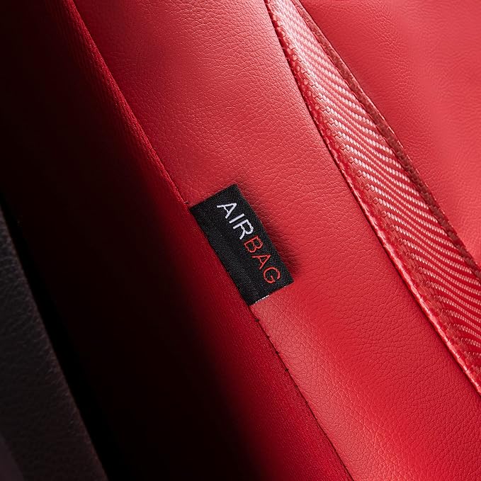 Faux Leather Car Seat Covers — Full Set — Red