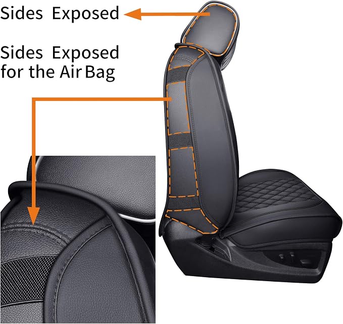 Faux Leather Seat Covers for Chevrolet Silverado / GMC Sierra — Front Seat — Black