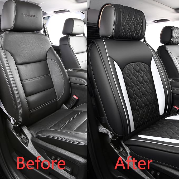Seat Covers for Chevrolet Silverado / GMC Sierra — Front Seat — Black / White