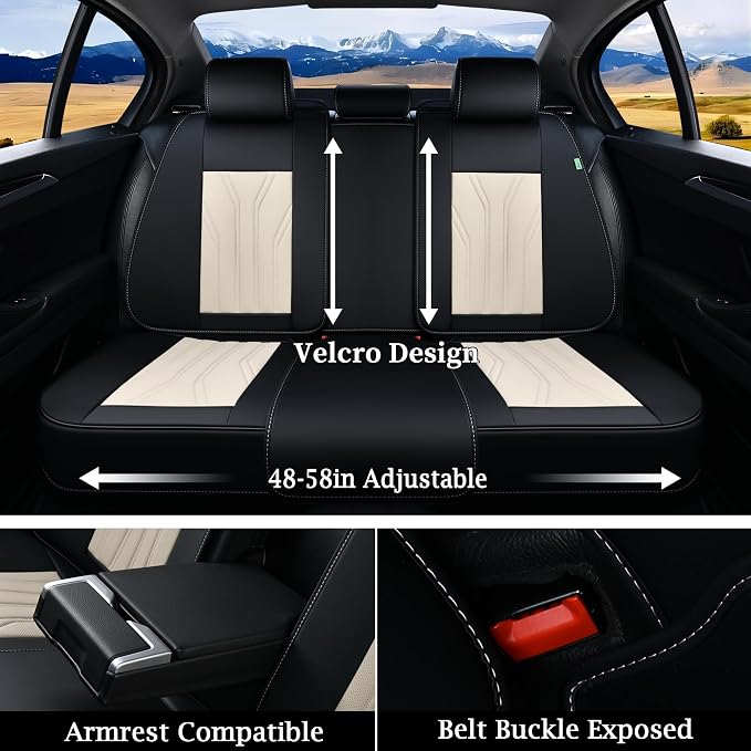 Universal Seat Covers — Full Set — Black / Beige