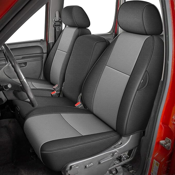 Faux Leather Seat Covers for Chevrolet Silverado / GMC Sierra — Full Set — Black / Gray