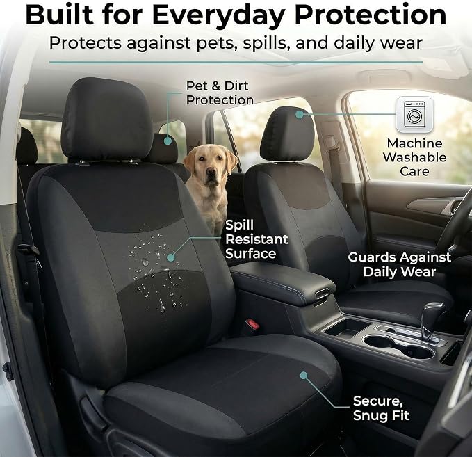 Universal Fabric Seat Covers — Black