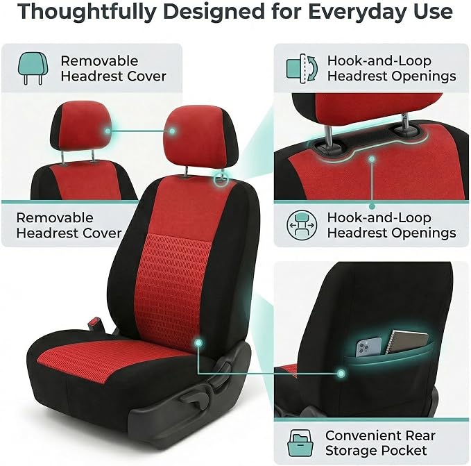 Universal Seat Covers — Front Seat — Red