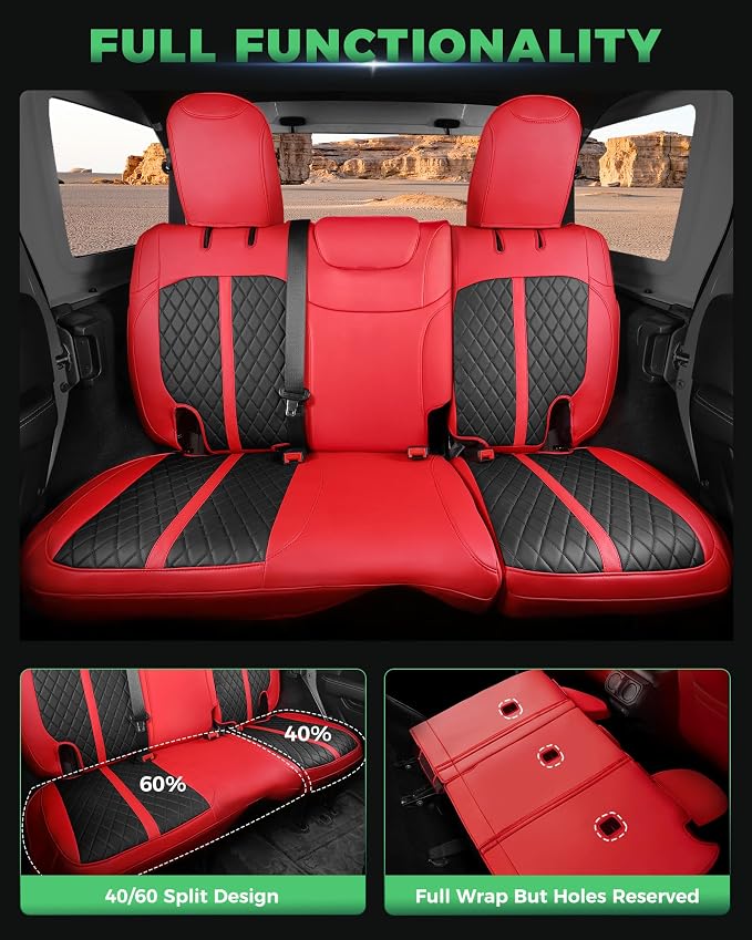 Seat Covers for Jeep Wrangler — Full Set — Red / Black