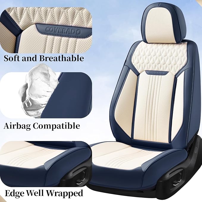 Universal Seat Covers — Front Seat — Blue / White