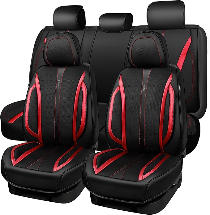 Universal Seat Covers — Full Set — Black / Red