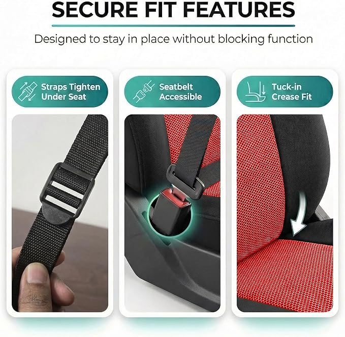 Universal Fabric Seat Covers — Front Seat — Red