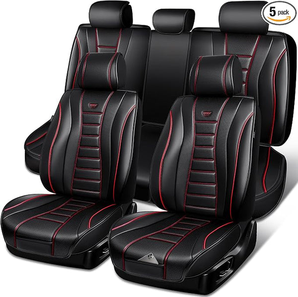 Universal Seat Covers โ Full Set โ Black / Red