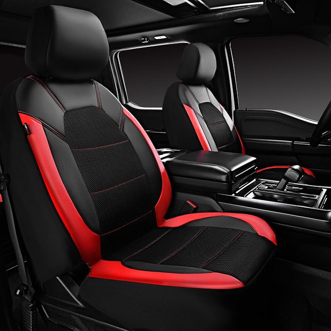 Universal Seat Covers — Full Set — Black / Red
