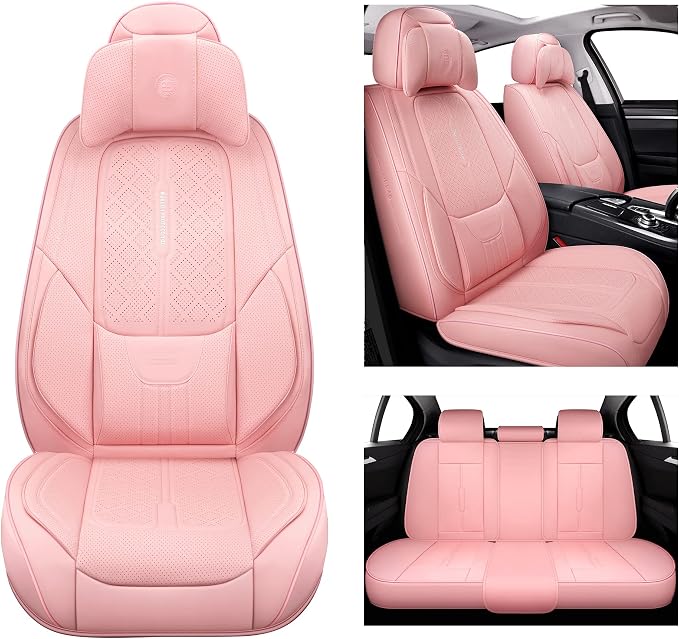 Universal Faux Leather Seat Covers — Full Set — Pink