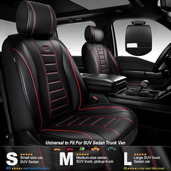 Universal Seat Covers — Full Set — Black / Red