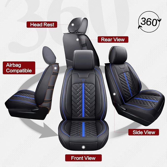 Seat Covers for Toyota Tacoma — Front Seat — Black / Blue