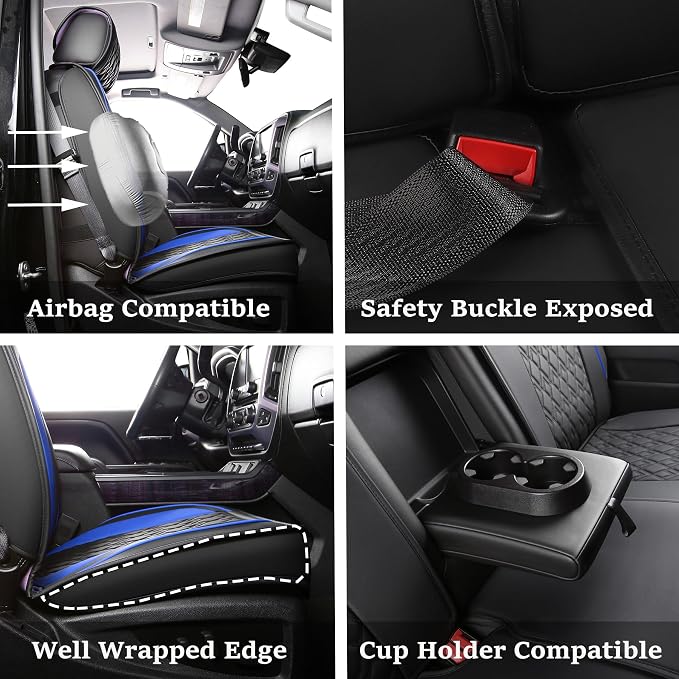 Seat Covers for Chevrolet Silverado / GMC Sierra — Full Set — Black / Blue