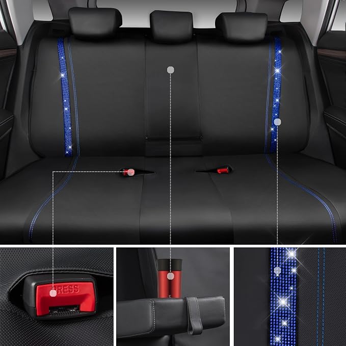 Universal Faux Leather Seat Covers — Full Set — Blue