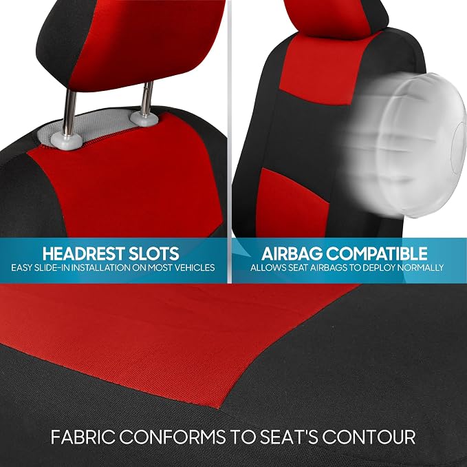 Car Seat Covers — Full Set — Red / Black