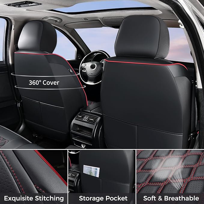 Seat Covers for Jeep Wrangler — Full Set — Black / Red