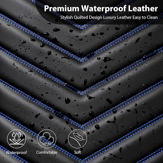 Universal Faux Leather Seat Covers — Full Set — Black / Blue
