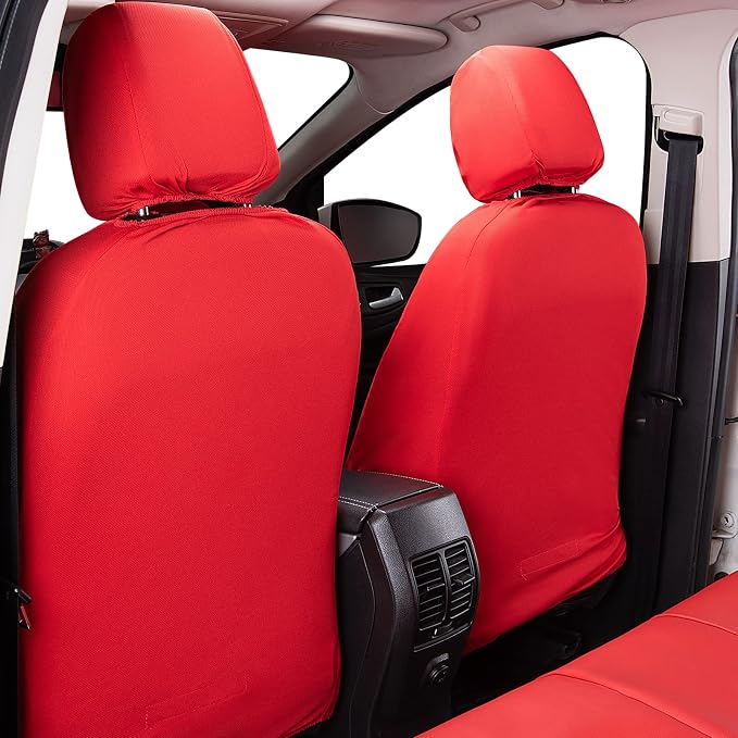 Faux Leather Car Seat Covers — Full Set — Red