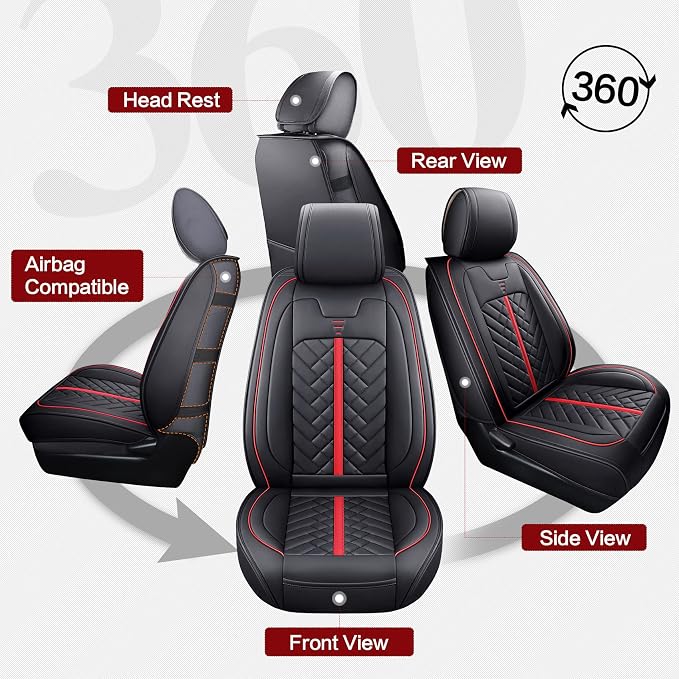 Seat Covers for Toyota Tacoma — Full Set — Black / Red