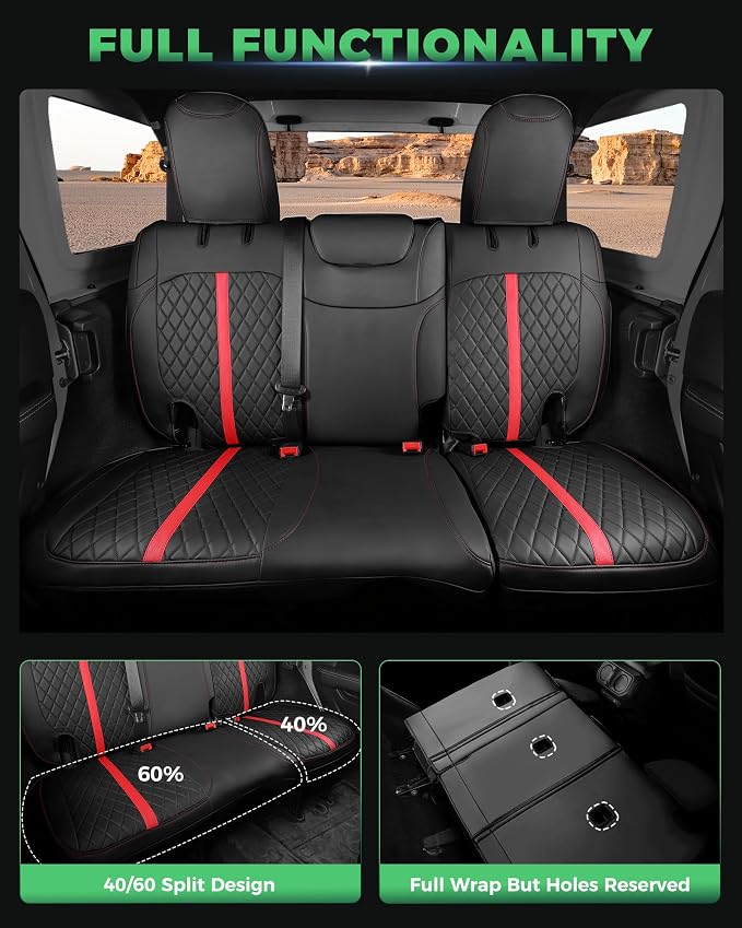Seat Covers for Jeep Wrangler — Full Set — Black / Red