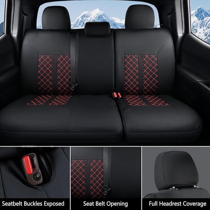 Seat Covers for Toyota Tacoma — Full Set — Black / Red
