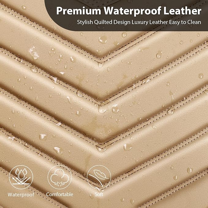 Universal Faux Leather Seat Covers — Full Set — Tan / Beige