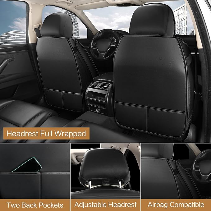 Universal Faux Leather Seat Covers — Full Set — Black