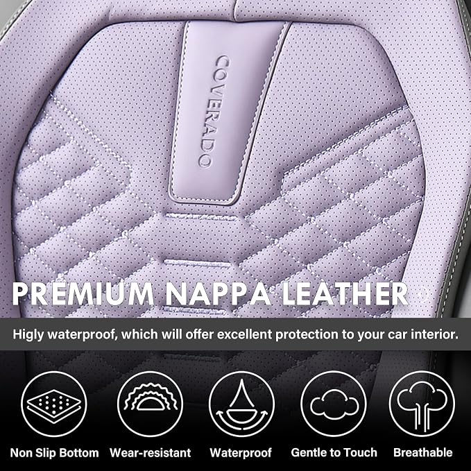 Universal Seat Covers — Full Set — Gray / Purple