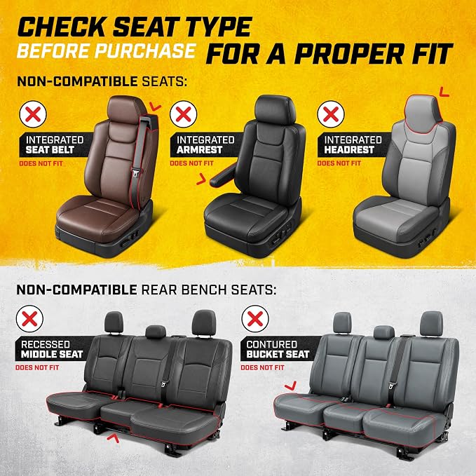 Fabric Seat Covers for Multiple Vehicles — Full Set — Black