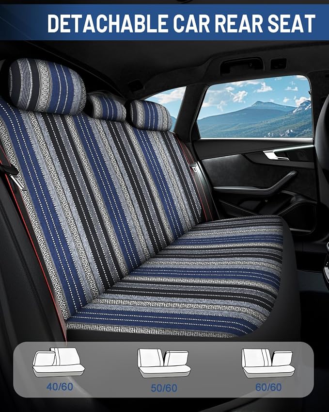 Fabric Car Seat Covers — Full Set — Blue