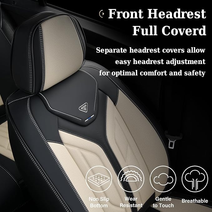 Universal Seat Covers — Full Set — Black / Beige