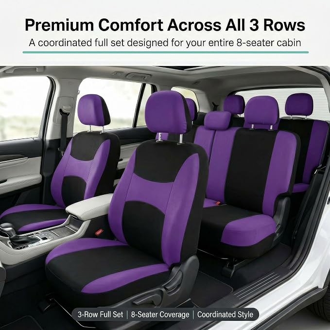 Universal Fabric Seat Covers — Purple