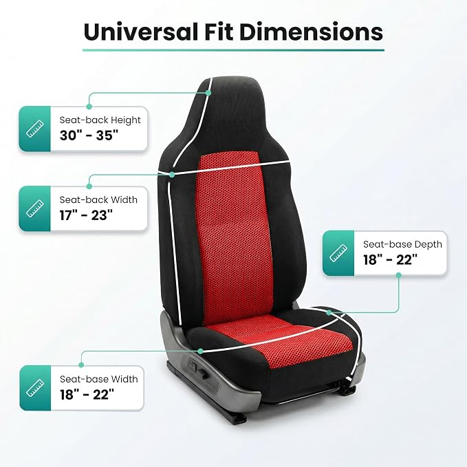 Universal Fabric Seat Covers — Front Seat — Red