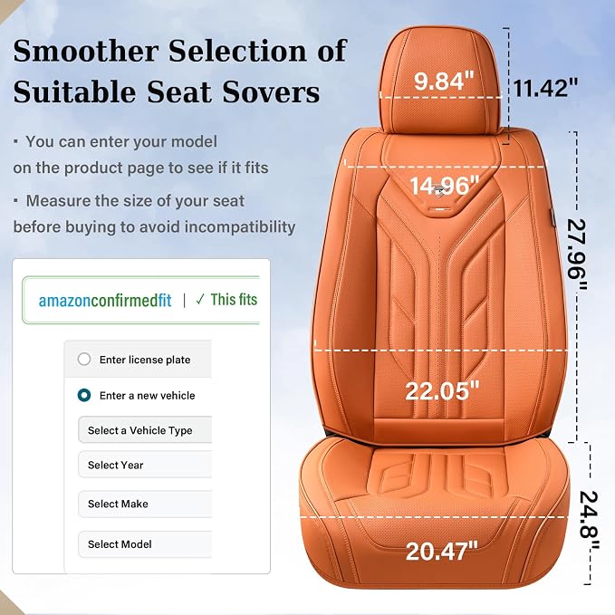 Universal Seat Covers — Front Seat — Orange