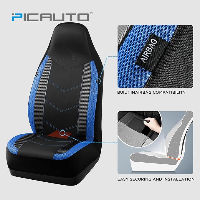 Universal Fabric Seat Covers — Front Seat — Blue