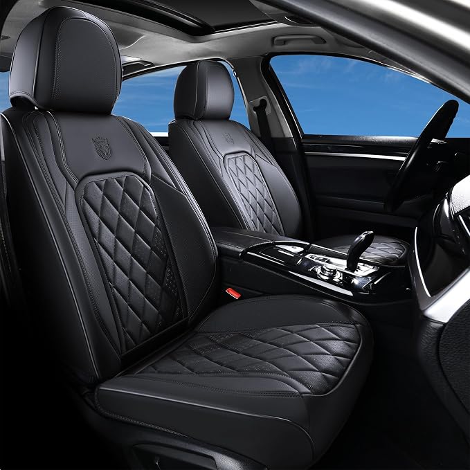 Universal Faux Leather Seat Covers — Front Seat — Black